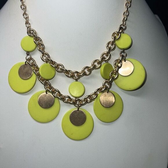 Boho Gold Tone and Neon Disc Statement Bib Necklace - Picture 1 of 6